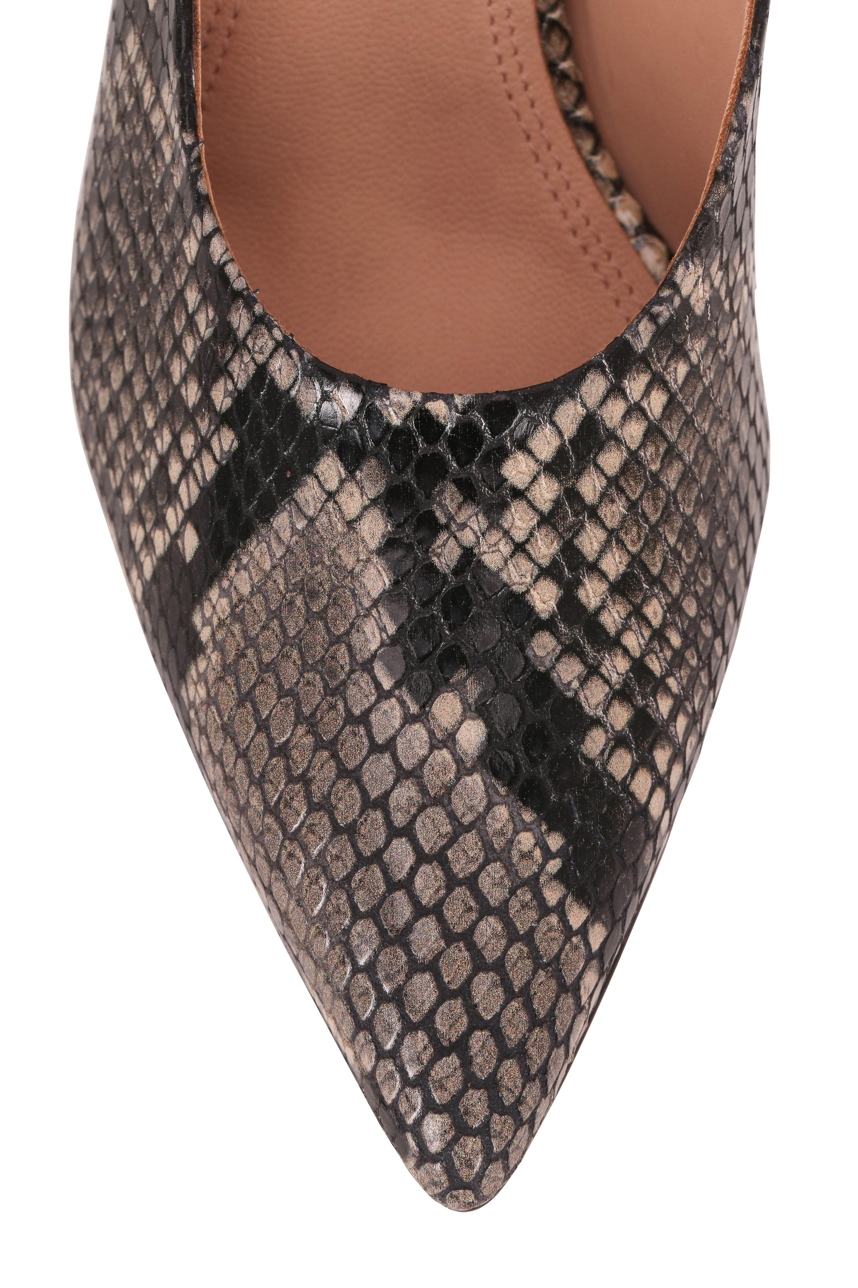 Veronica Beard - Taran Taupe Snake Print Leather Mule, 65mm