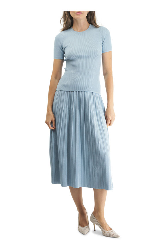 Zimmermann - Waverly Blue Lurex Rib Midi Skirt