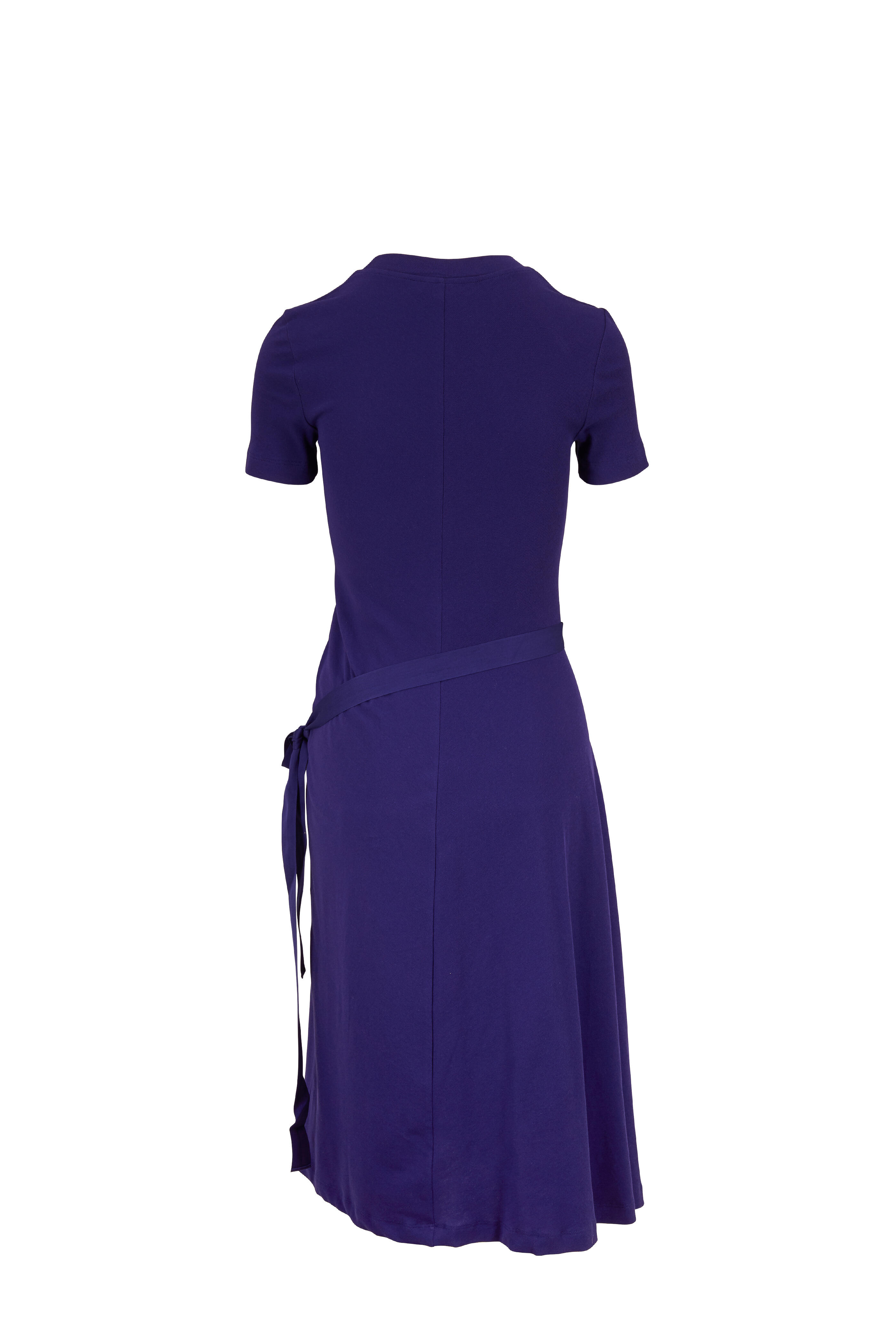 Rosetta Getty - Cobalt Micro Rib Apron Wrap T-Shirt Dress