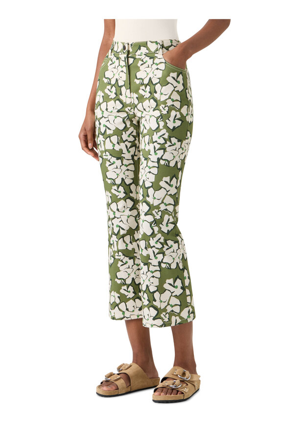Akris Punto Papercut Green Tea Flowers Crop Straight Leg Jean - view 4
