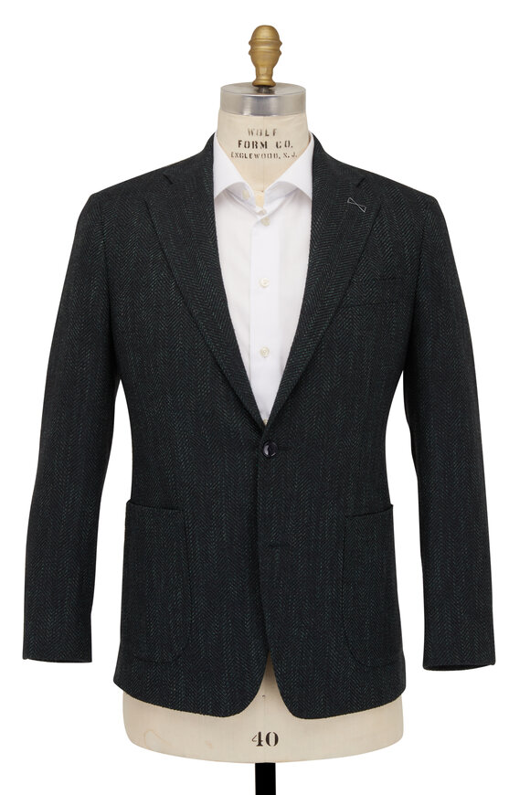 Atelier Munro - Dark Green & Charcoal Herringbone Sportcoat