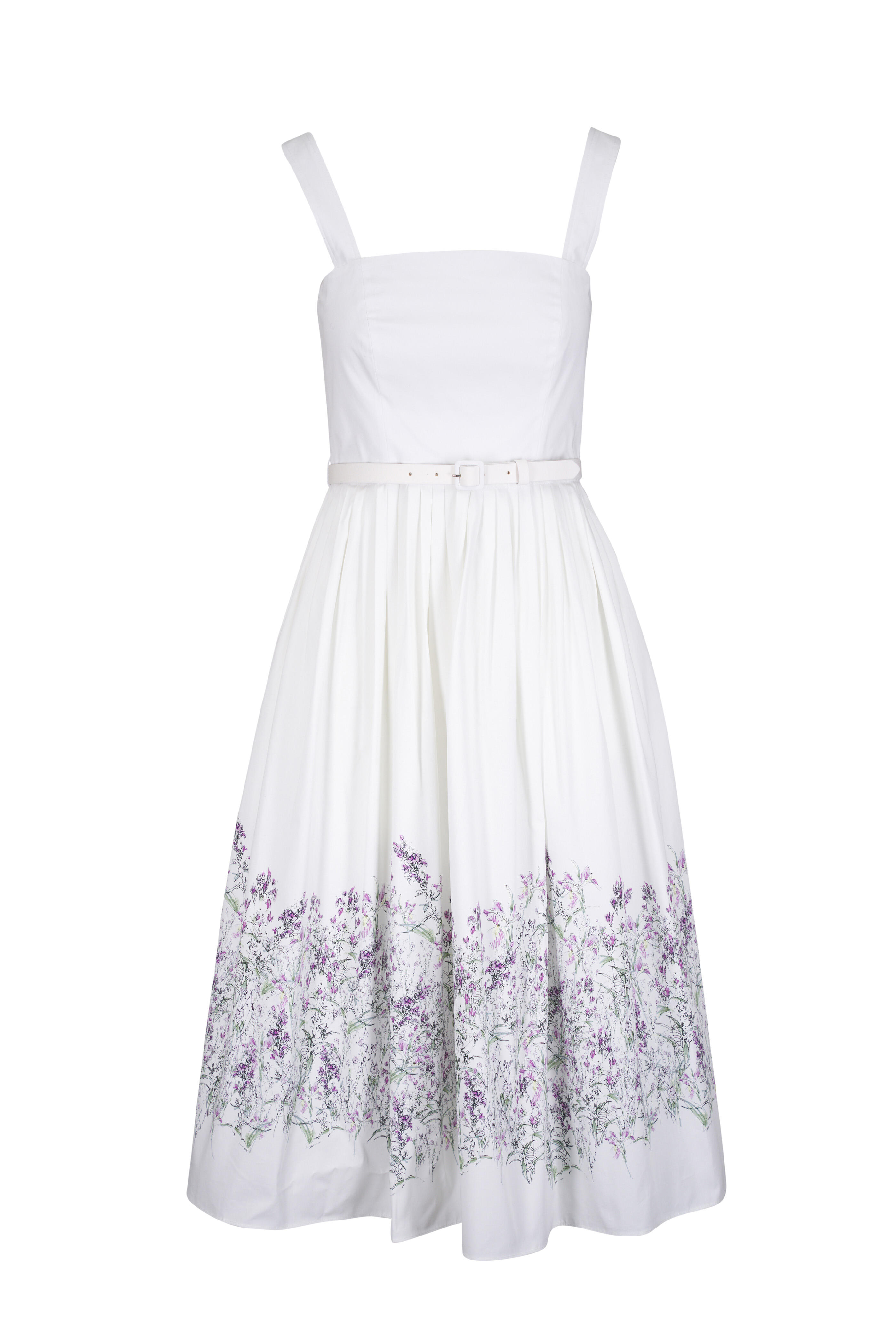 Adam Lippes - Hoban White & Lilac Floral Cotton Poplin Dress