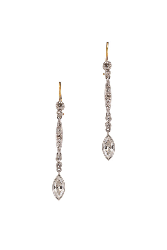 Renee Lewis Antique 3CT Fancy Diamond Drop Earrings 