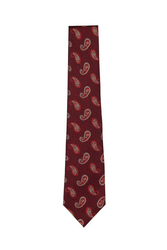 Kiton Red Paisley Silk Necktie - view 1