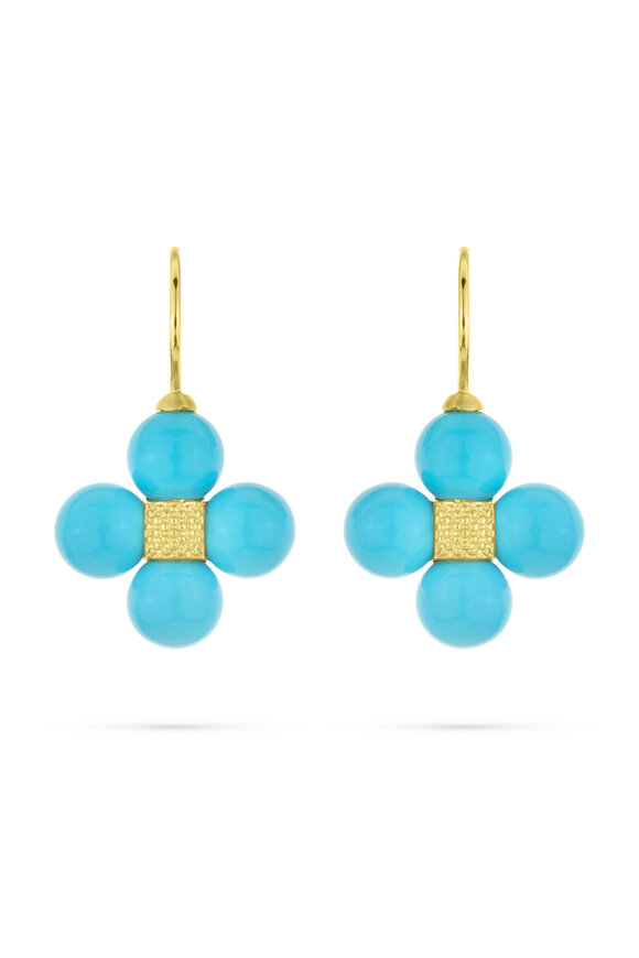 Paul Morelli 18k Yellow Gold Turquoise Sequence Earring - view 1