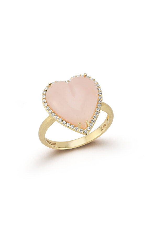 Storrow 14k Yellow Gold Large Opal & Diamond Heart Ring - view 2