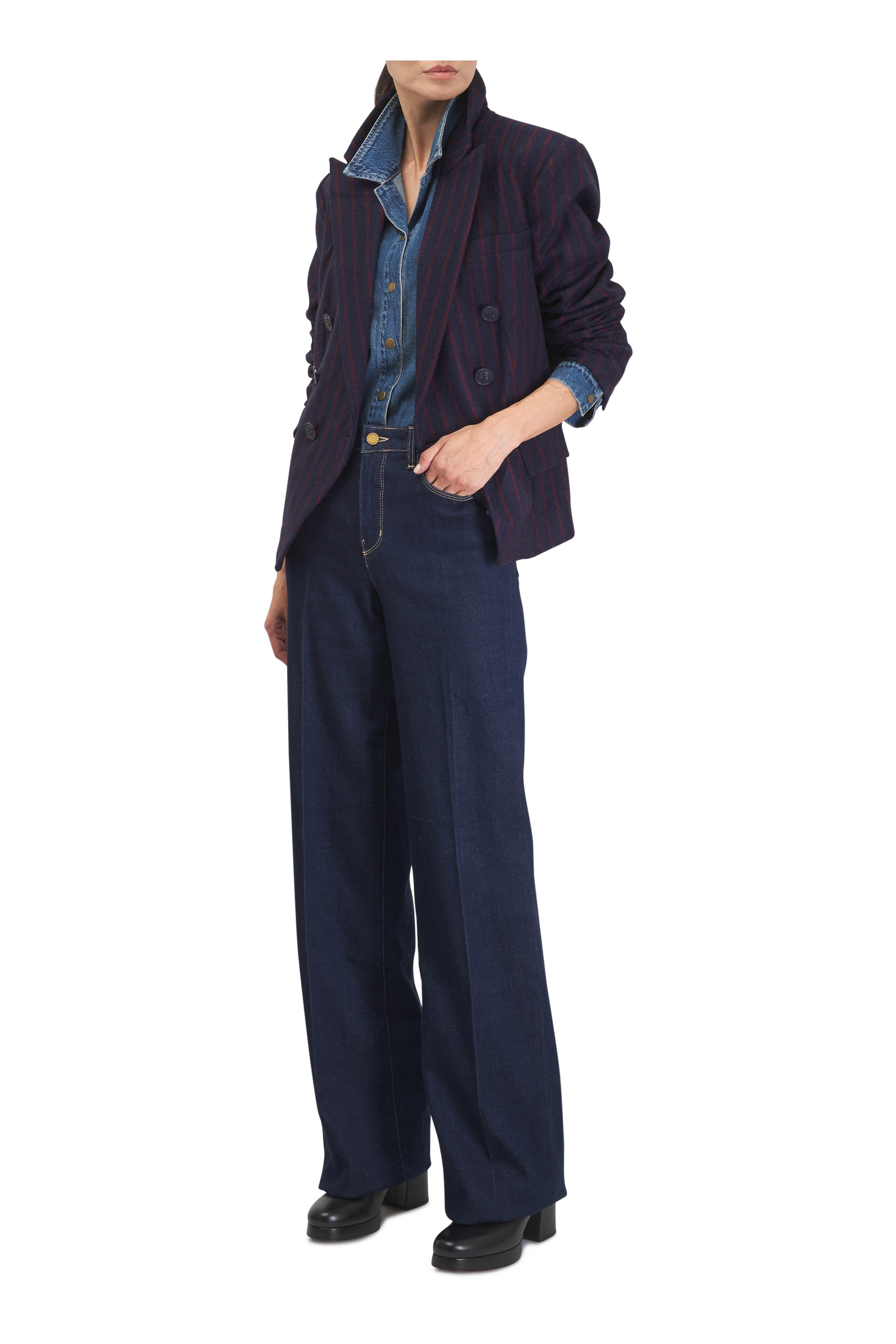 L'Agence - Kenzie Midnight & Red Pinstripe Blazer