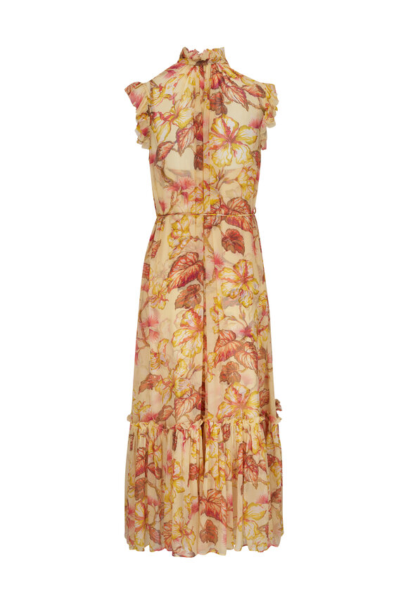 Zimmermann - Matchmaker Yellow Hibiscus Flutter Midi Dress