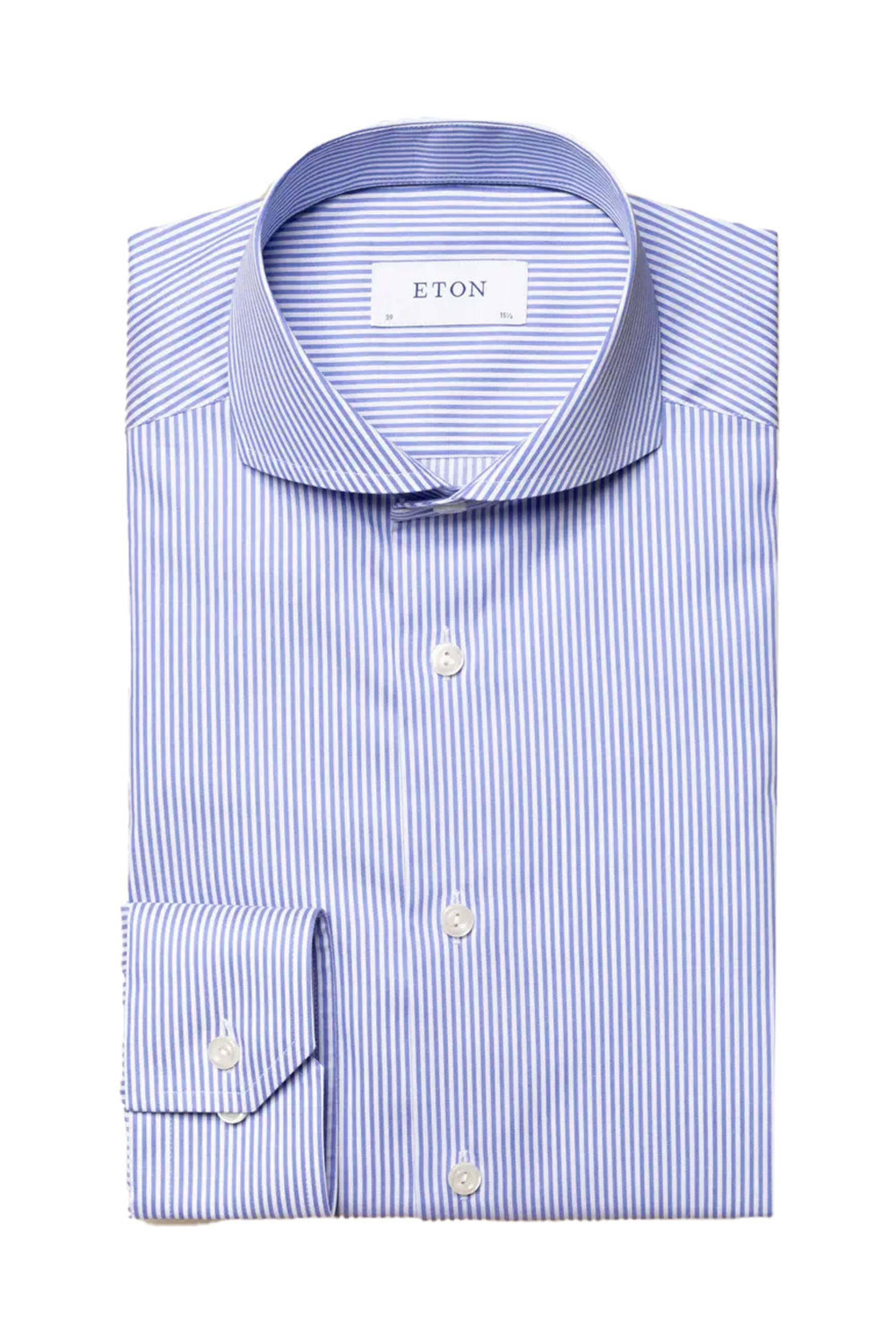 Eton - Mid Blue Stripe Twill Shirt
