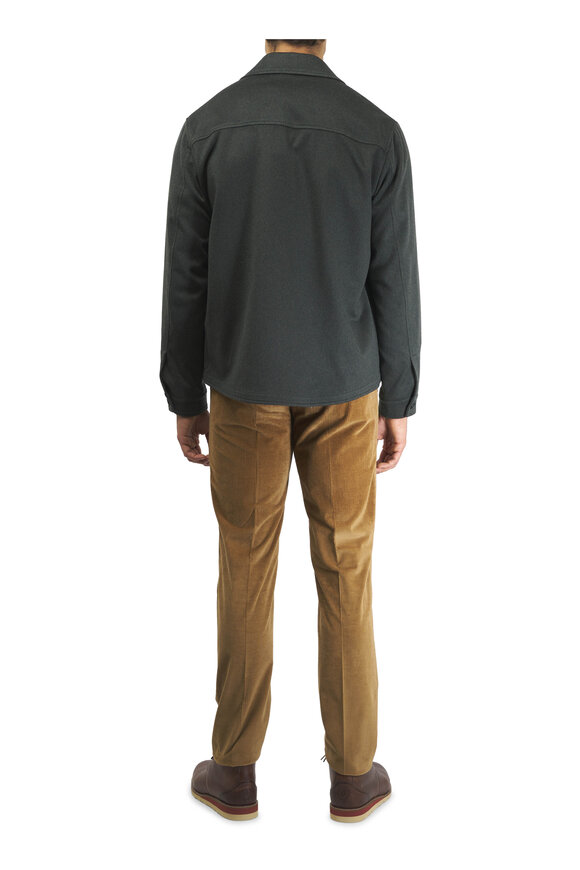 Maurizio Baldassari Olive Cashmere Overshirt - view 4