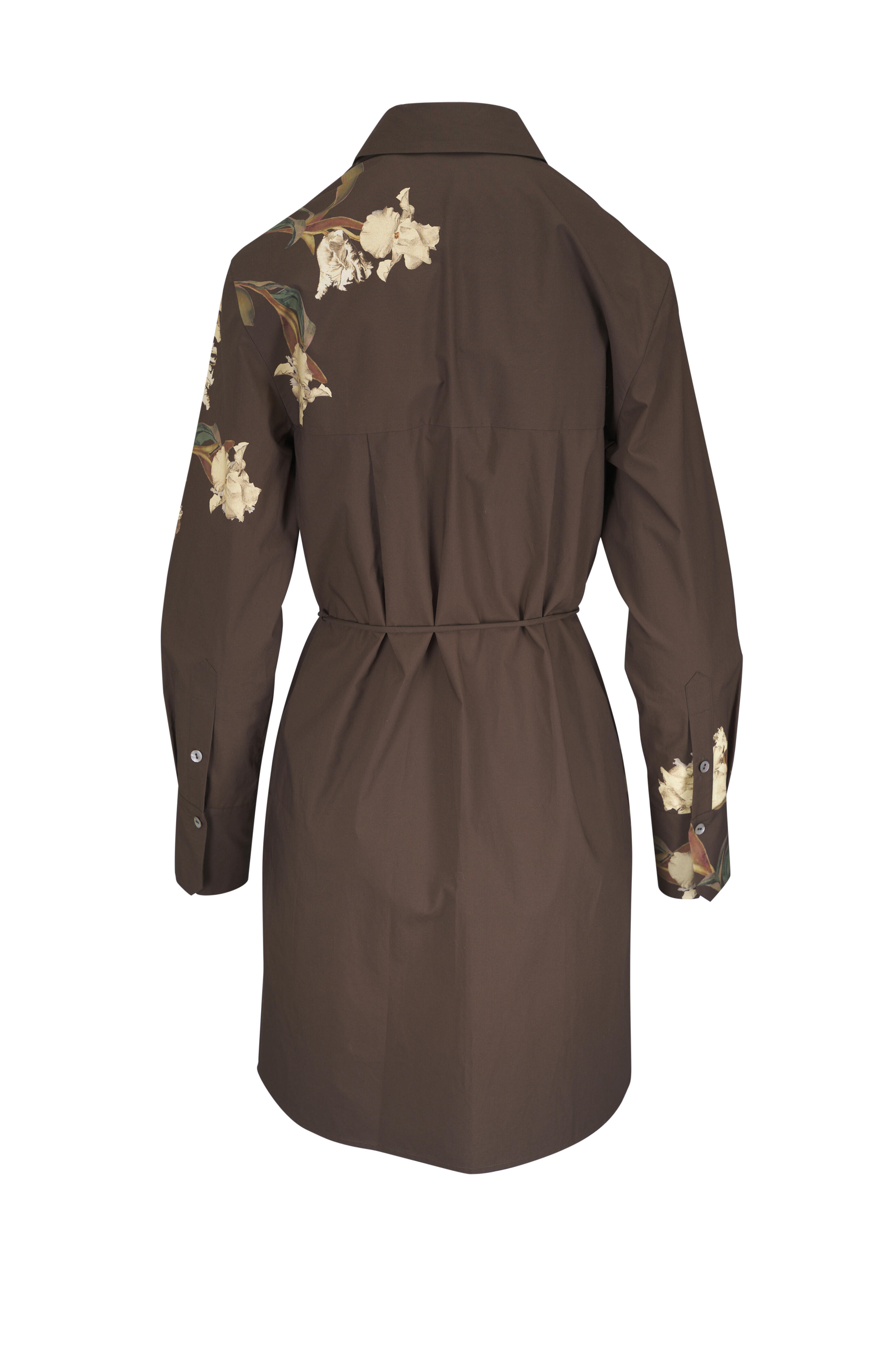 Vince - Placed Iris Bark Brown Cotton Shirt Dress