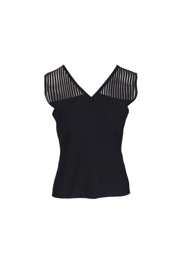 Akris - Black Fitted V-Neck Tank | Mitchell Stores
