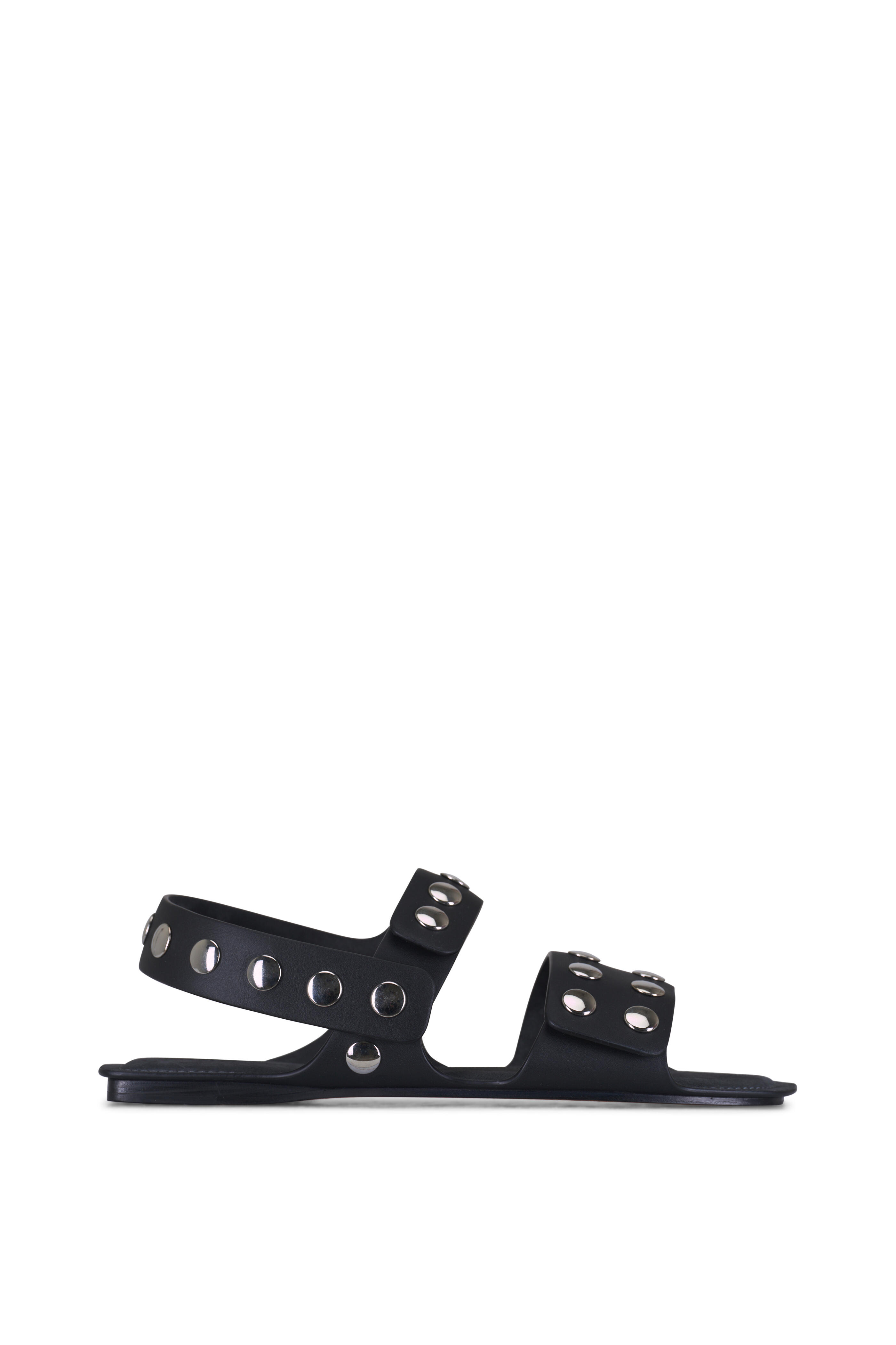 Khaite - Boden Black Leather Studded Sandal | Mitchell Stores