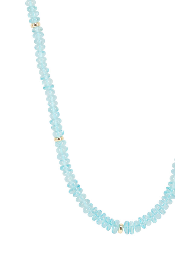 Lauren K 18k Yellow Gold Smooth Apatite Beaded Necklace - view 2