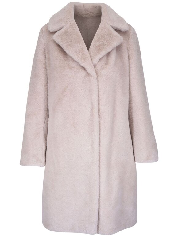 Herno - Beige Faux Fur Single Breasted Coat