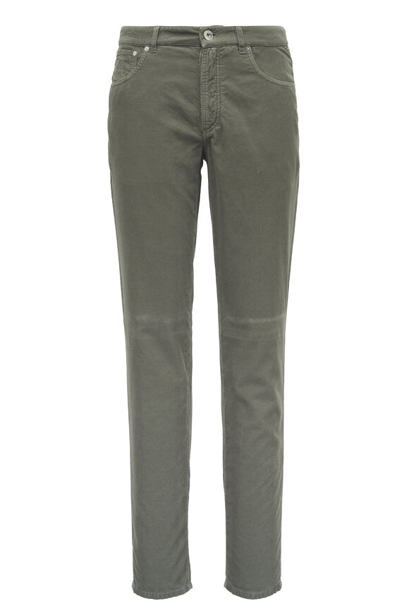 Brunello Cucinelli Sage Fine Corduroy Five Pocket Pant