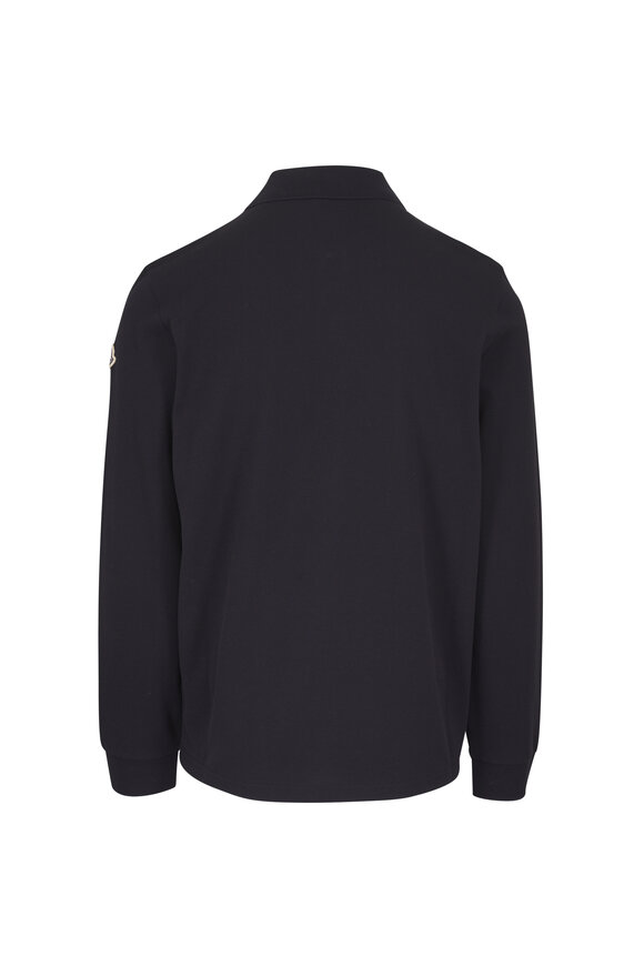 Moncler Navy Blue Long Sleeve Cotton Polo - view 2