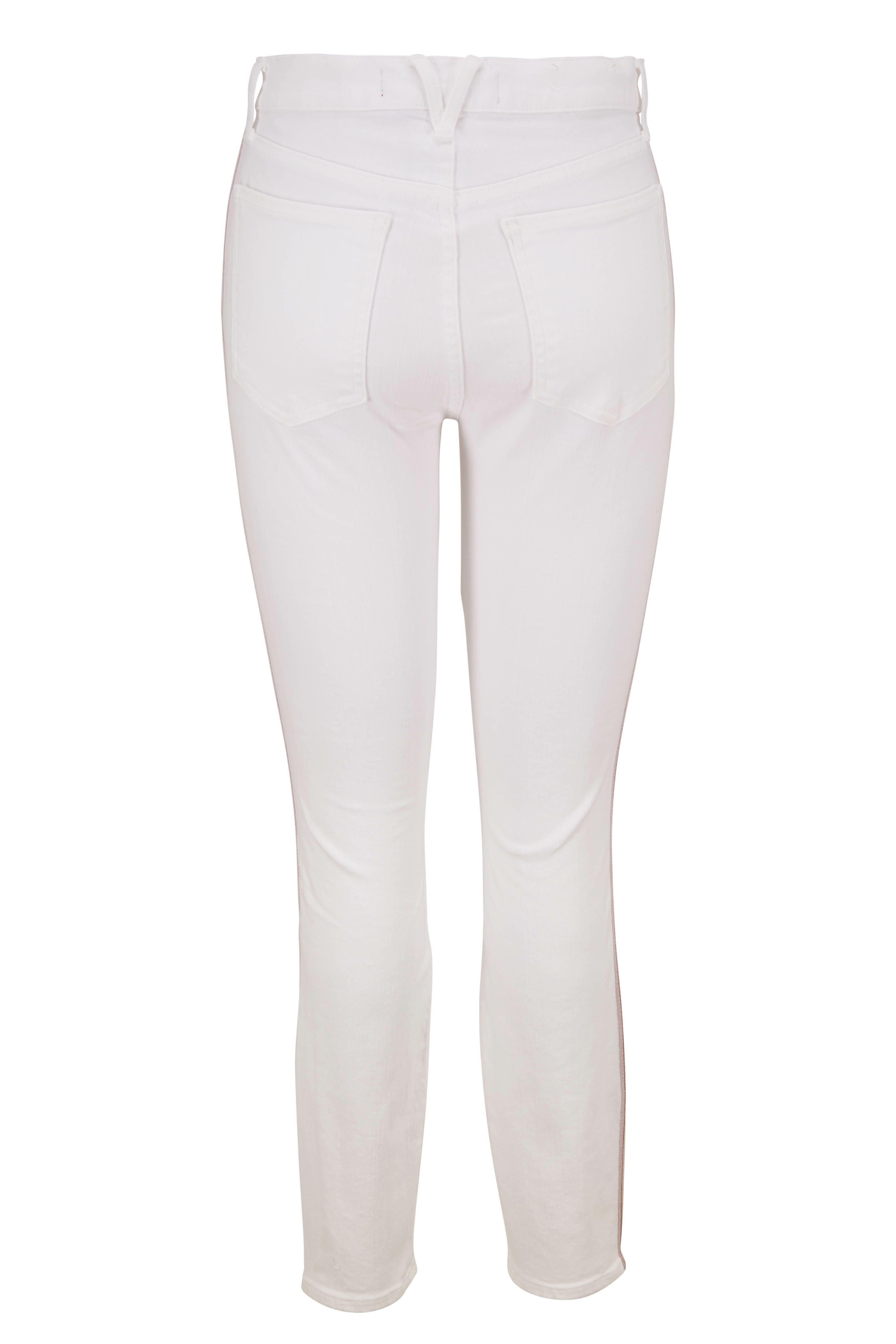 Veronica Beard - Debbie White Side Stripe High-Rise Skinny Jean