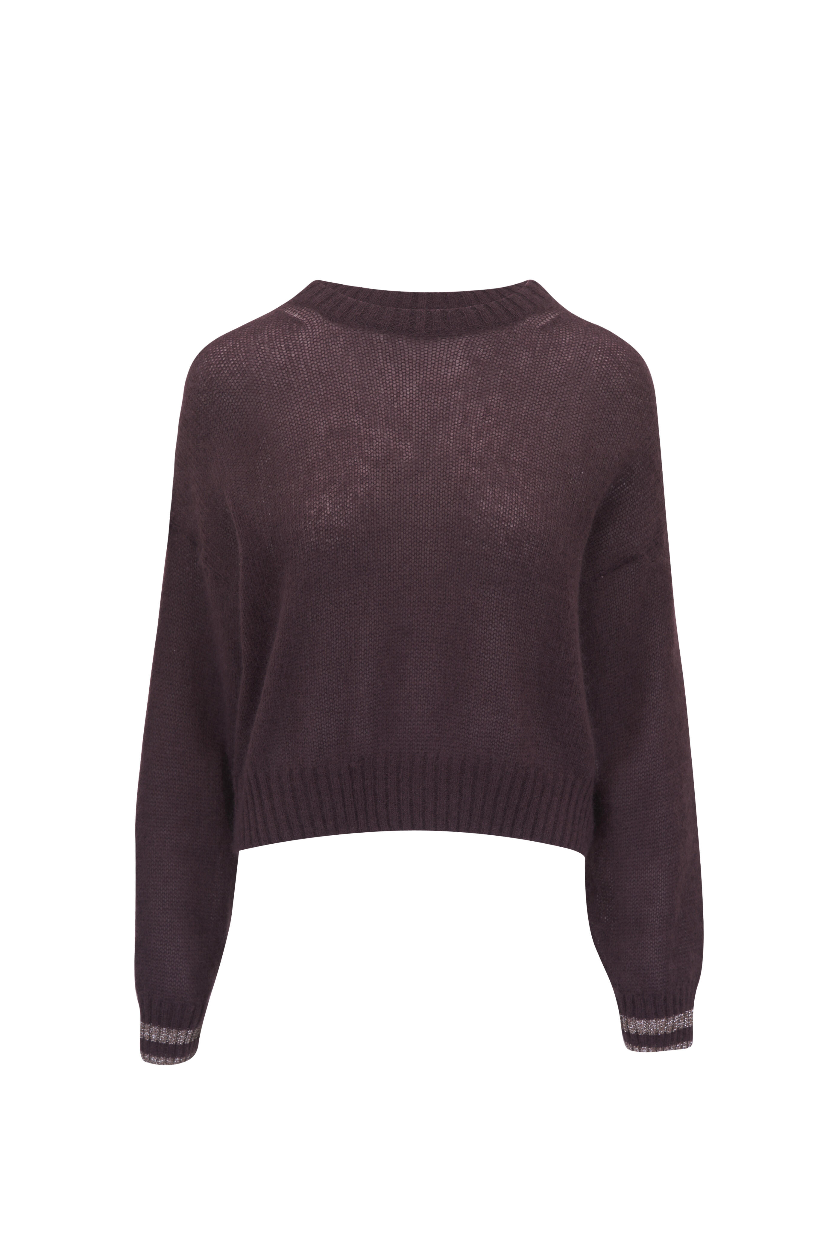 Brunello Cucinelli - Plum Stripe Cuff Sweater