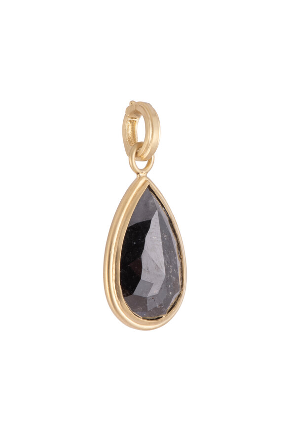 Sylva & Cie 18k Yellow Gold Pear Shape Black Diamond Pendant - view 1