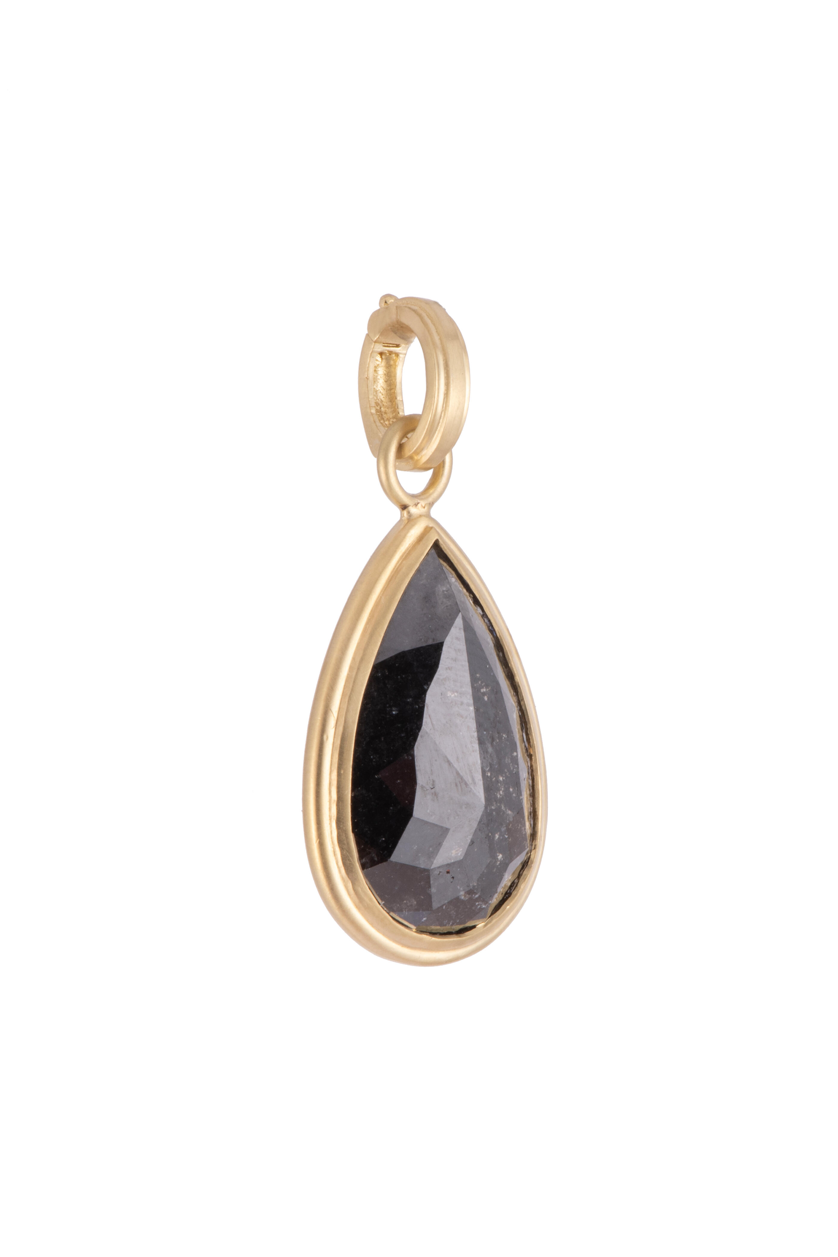 Sylva & Cie - 18k Yellow Gold Pear Shape Black Diamond Pendant - view 1