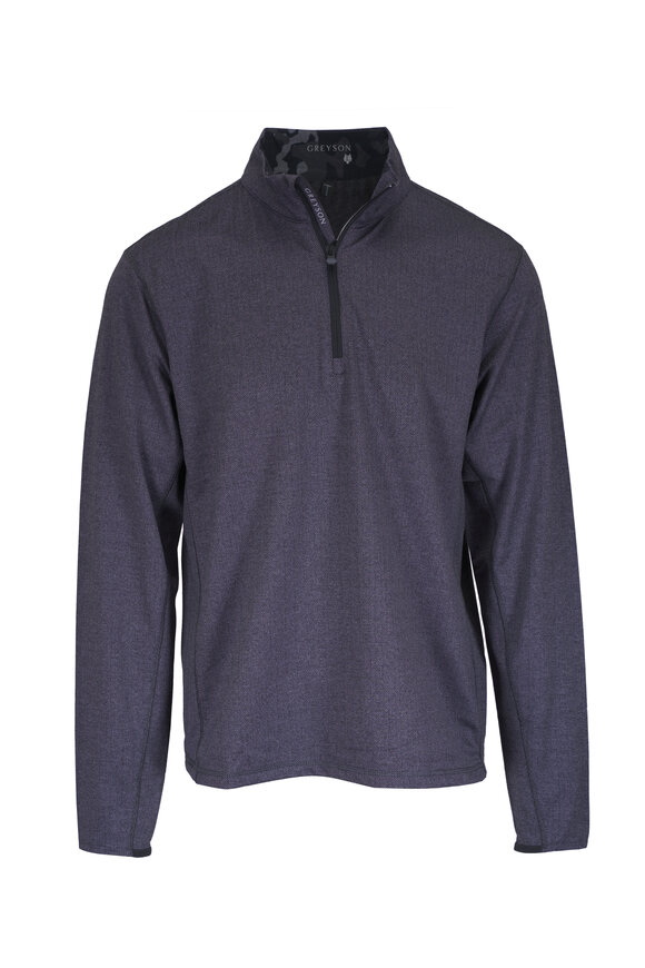 Greyson Tate Black Herringbone Quarter Zip Pullover