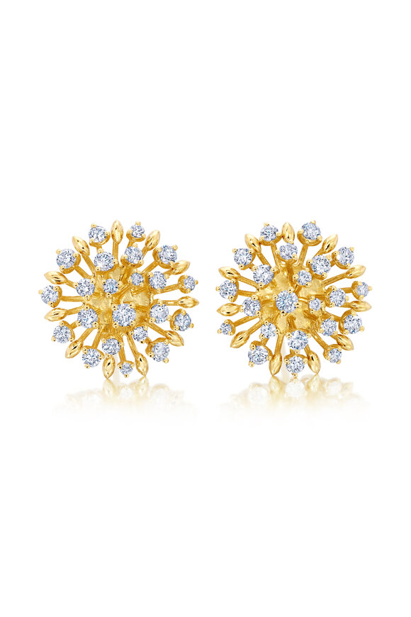 Graziela Gems 18k Yellow Gold Large Diamond Lily Studs