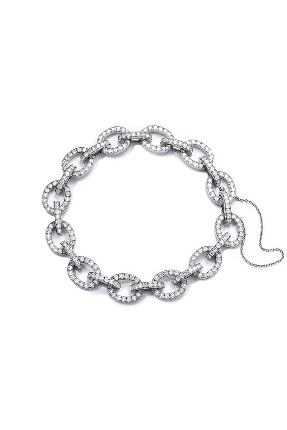 Nam Cho 18k White Gold Diamond Oval Link Bracelet