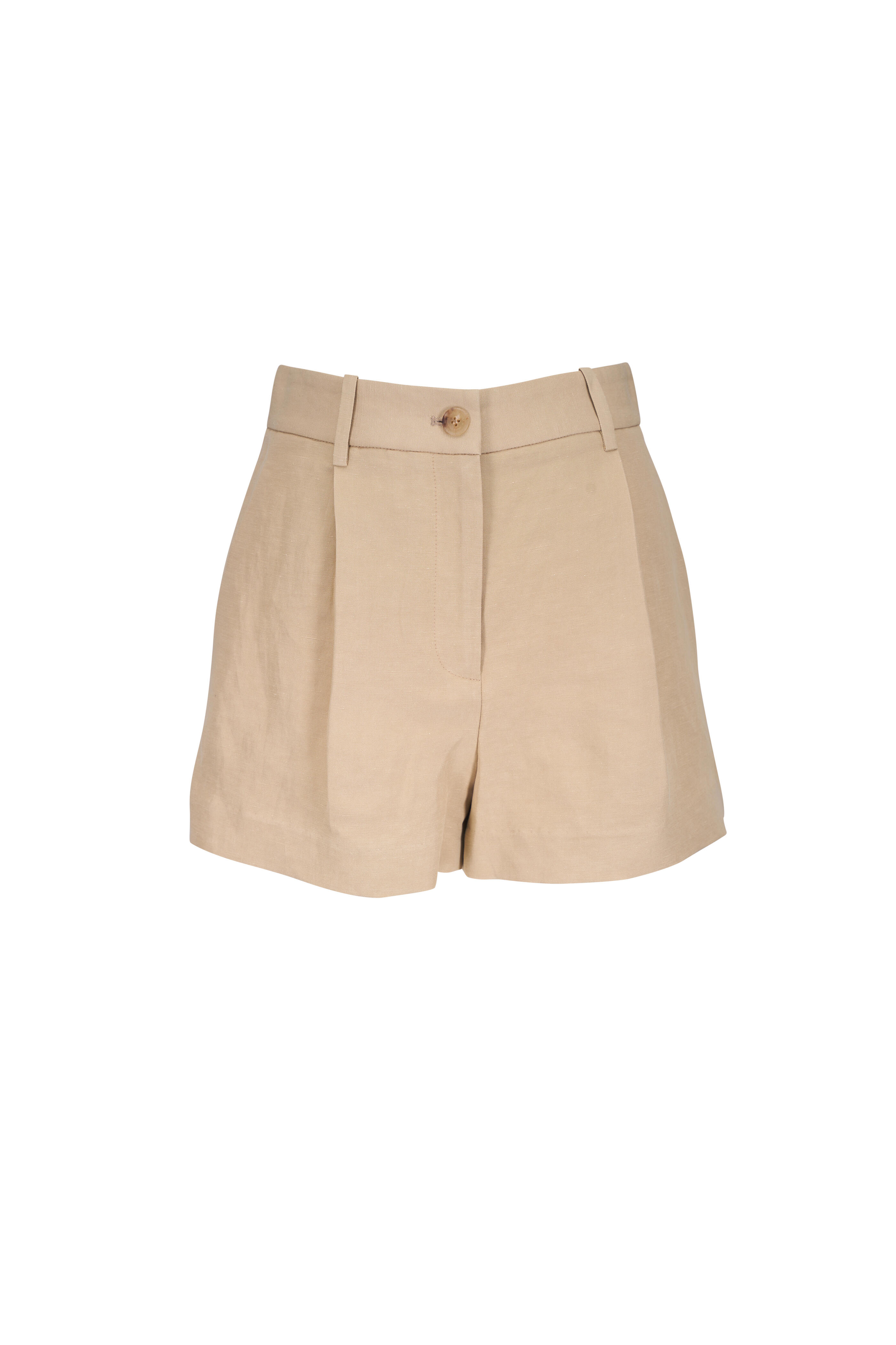 Nili Lotan - Beatrice Khaki Linen & Silk Shorts