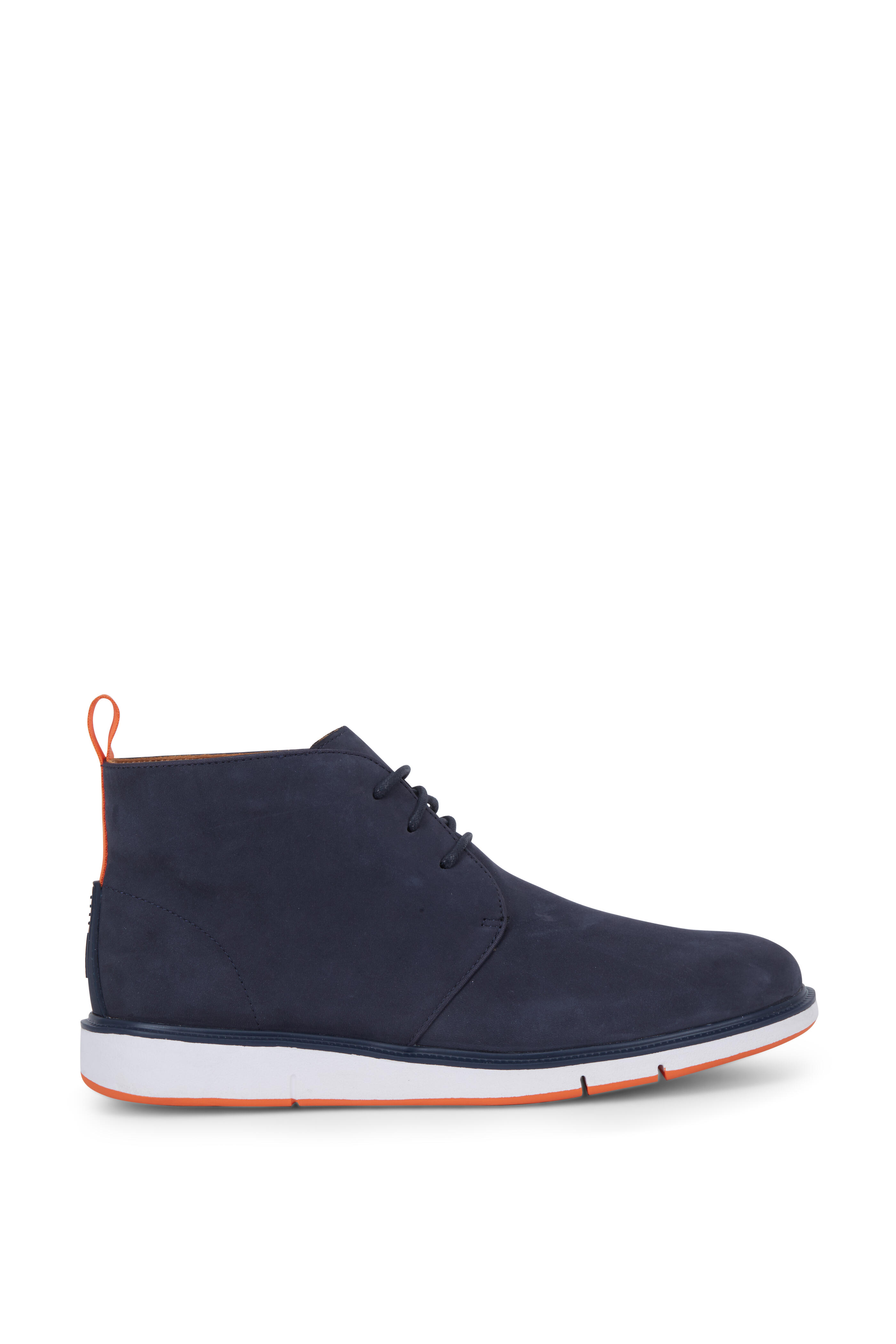 Swims - Motion Navy Blue & Orange Suede Chukka Boot display picture 1