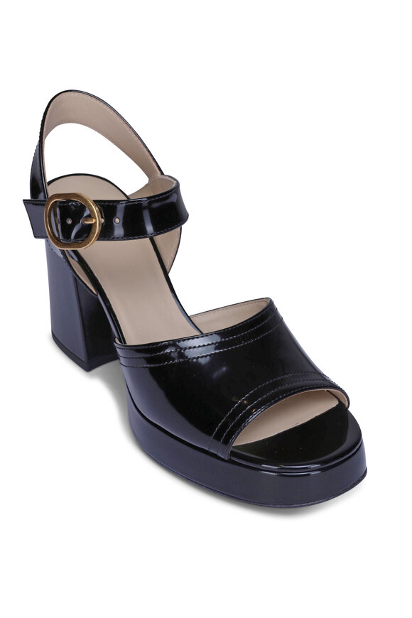 Valentino Garavani - Rockstud Black Leather T-Strap Sandal, 60mm