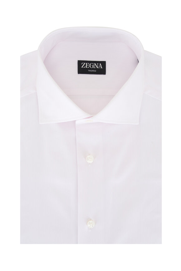 Zegna Trofeo Solid Pink Cotton Dress Shirt