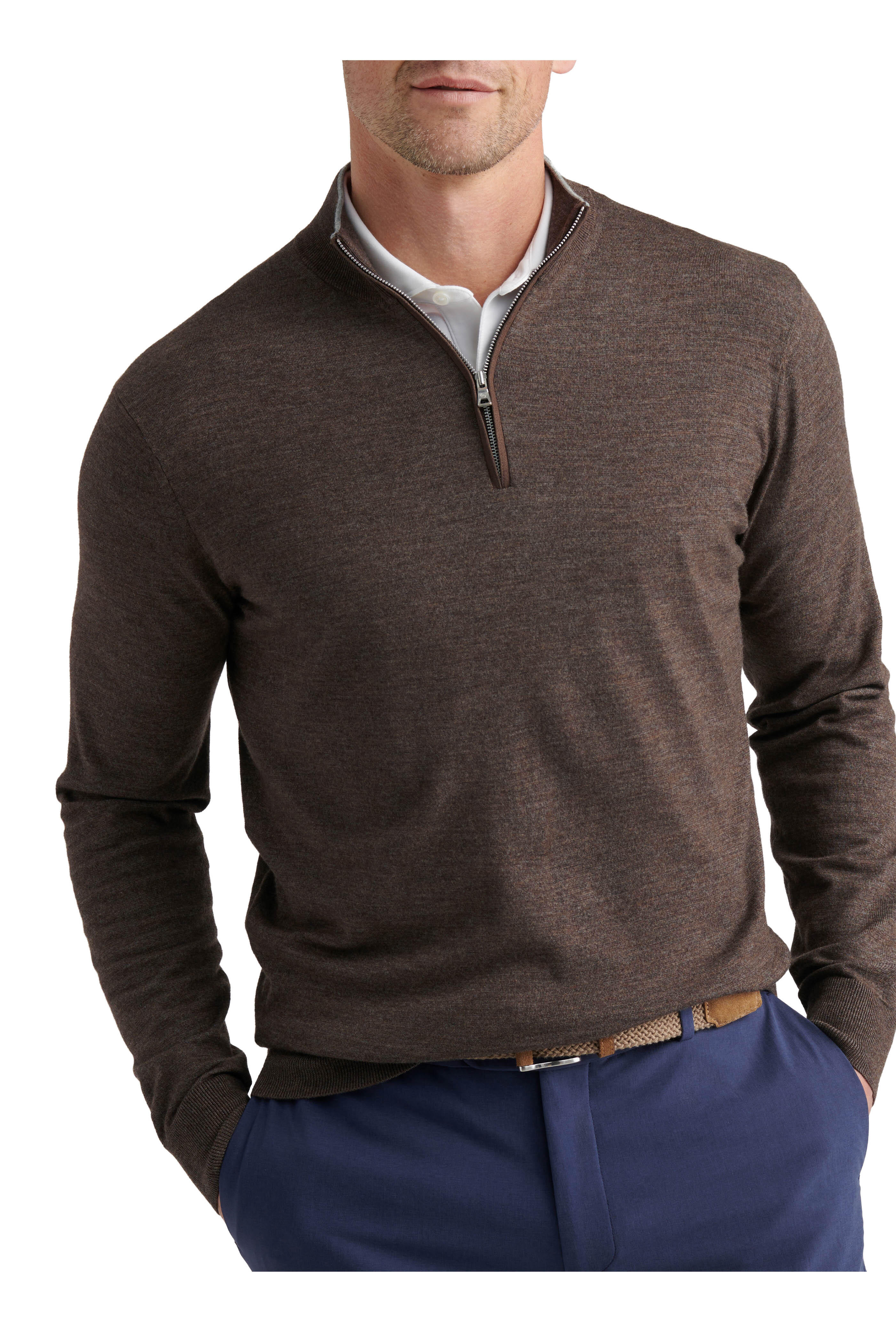 Peter Millar - Excursionist Flex Walnut Quarter Zip Sweater