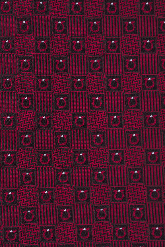 Ferragamo Red Mini Logo Check Silk Necktie - view 2