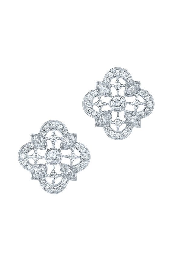 Kwiat - White Gold Diamond Clover Earrings