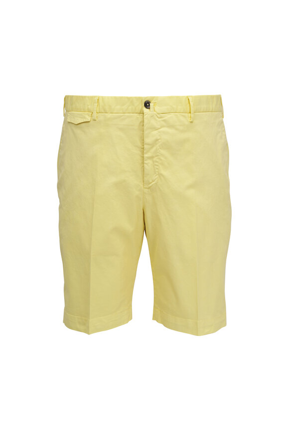 PT Torino Yellow Stretch Cotton Shorts