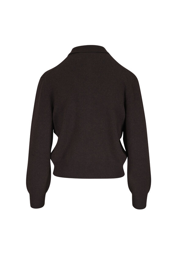 Loro Piana Parksville Chocolate Cashmere Zip Cardigan - view 2