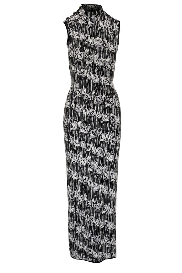 Pucci - Black & Gray Jacquard Knit Maxi Dress 