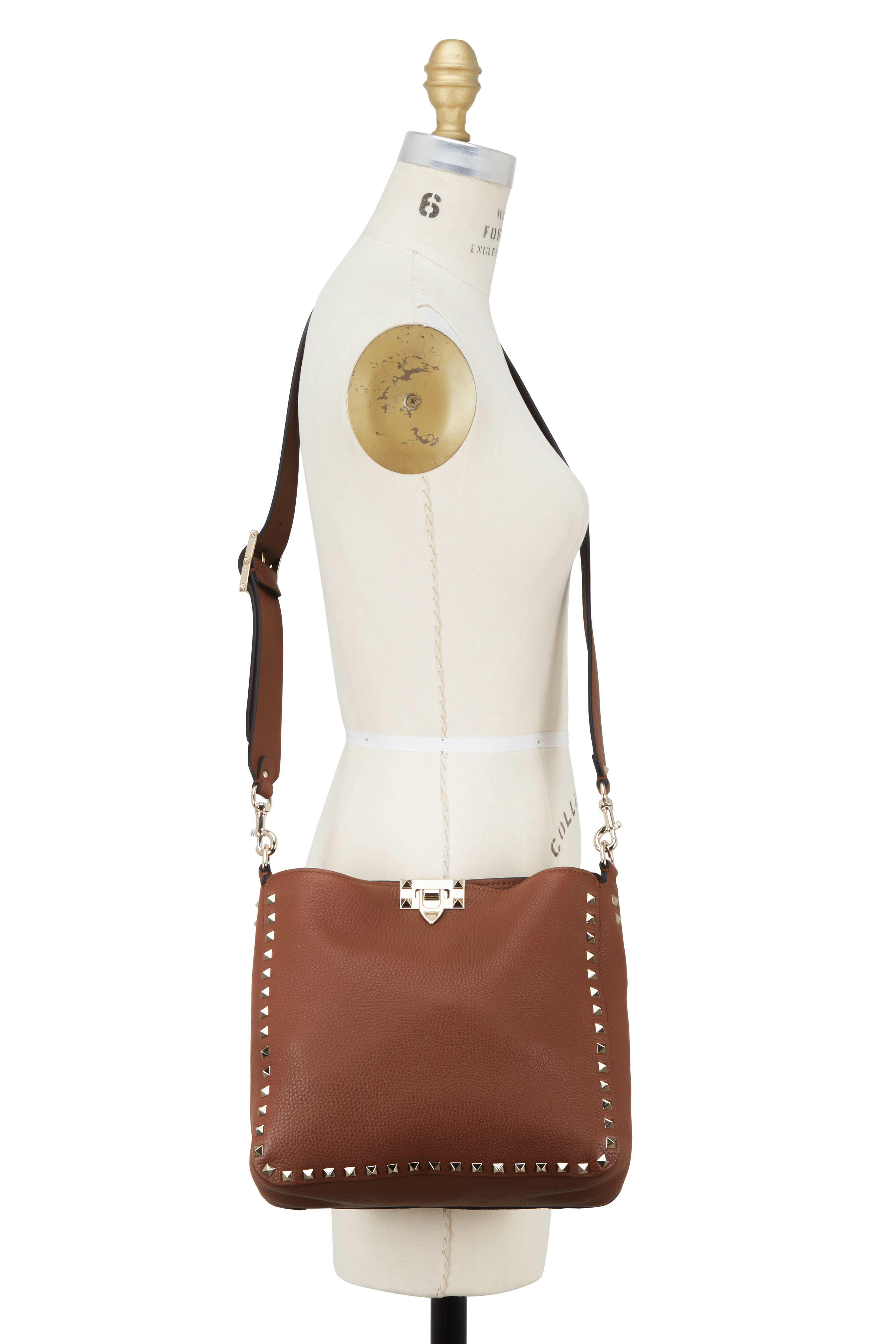 Valentino Garavani - Rockstud Cognac Leather Small Hobo