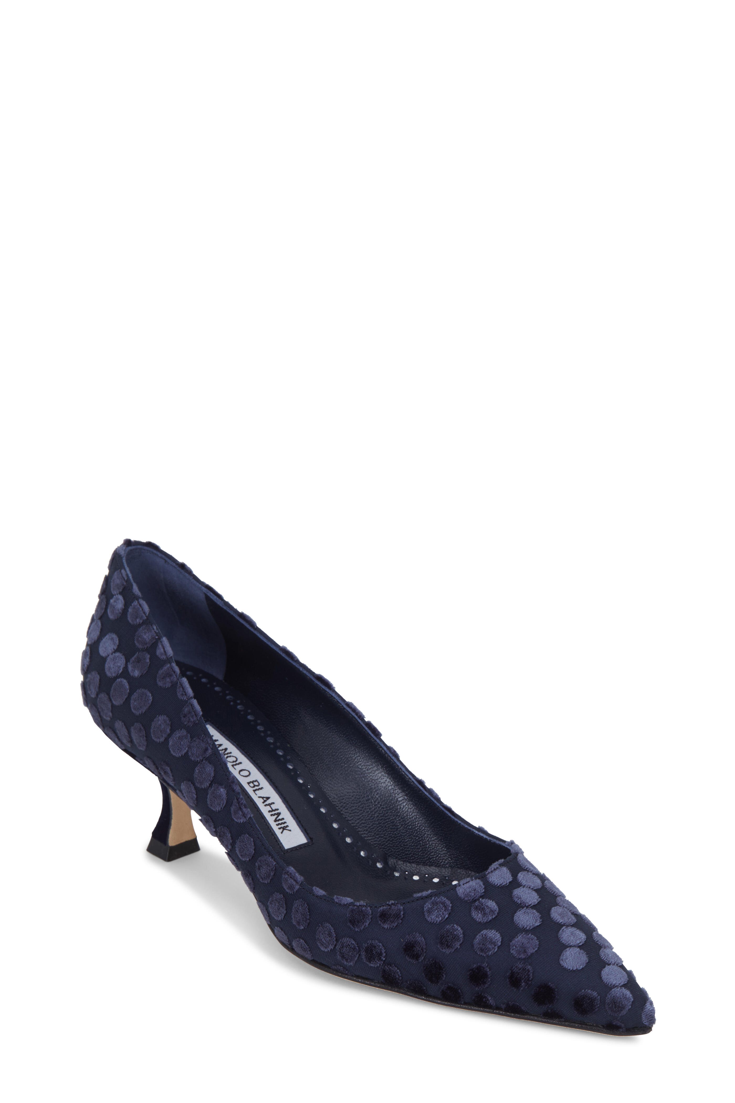 Manolo Blahnik - Lisa Velvet Tonal Polka Dot Pump, 50mm