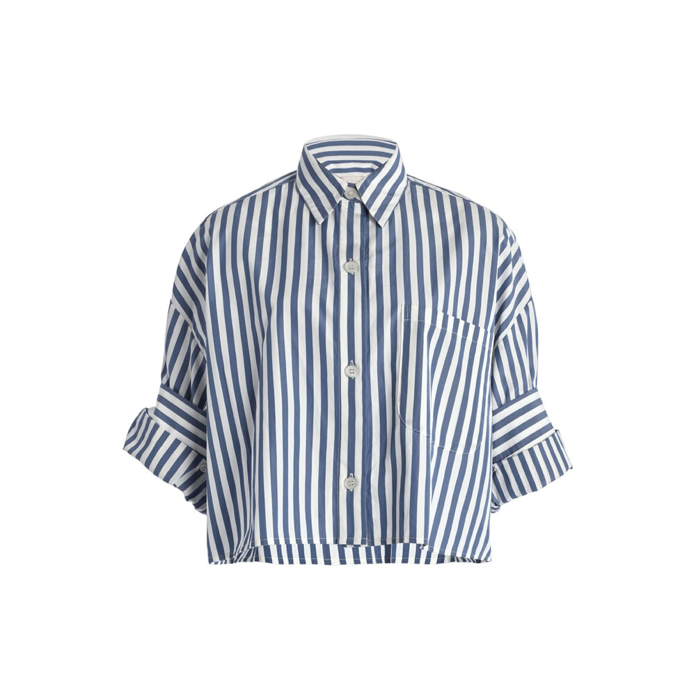 TWP - White and Vintage Denim Stripe Next Ex Shirt