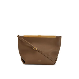 Shop Khaite Augusta Envelope Pleat Frame Leather Crossbody Bag