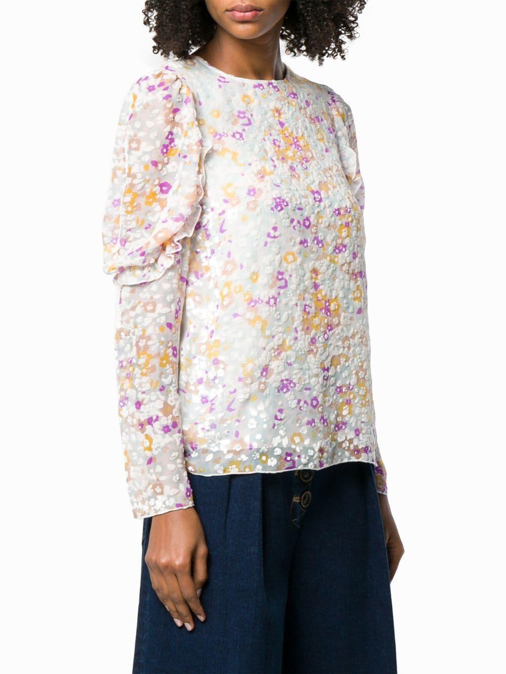 See by Chloé - Multicolor Silk Ruffle Sleeve Top
