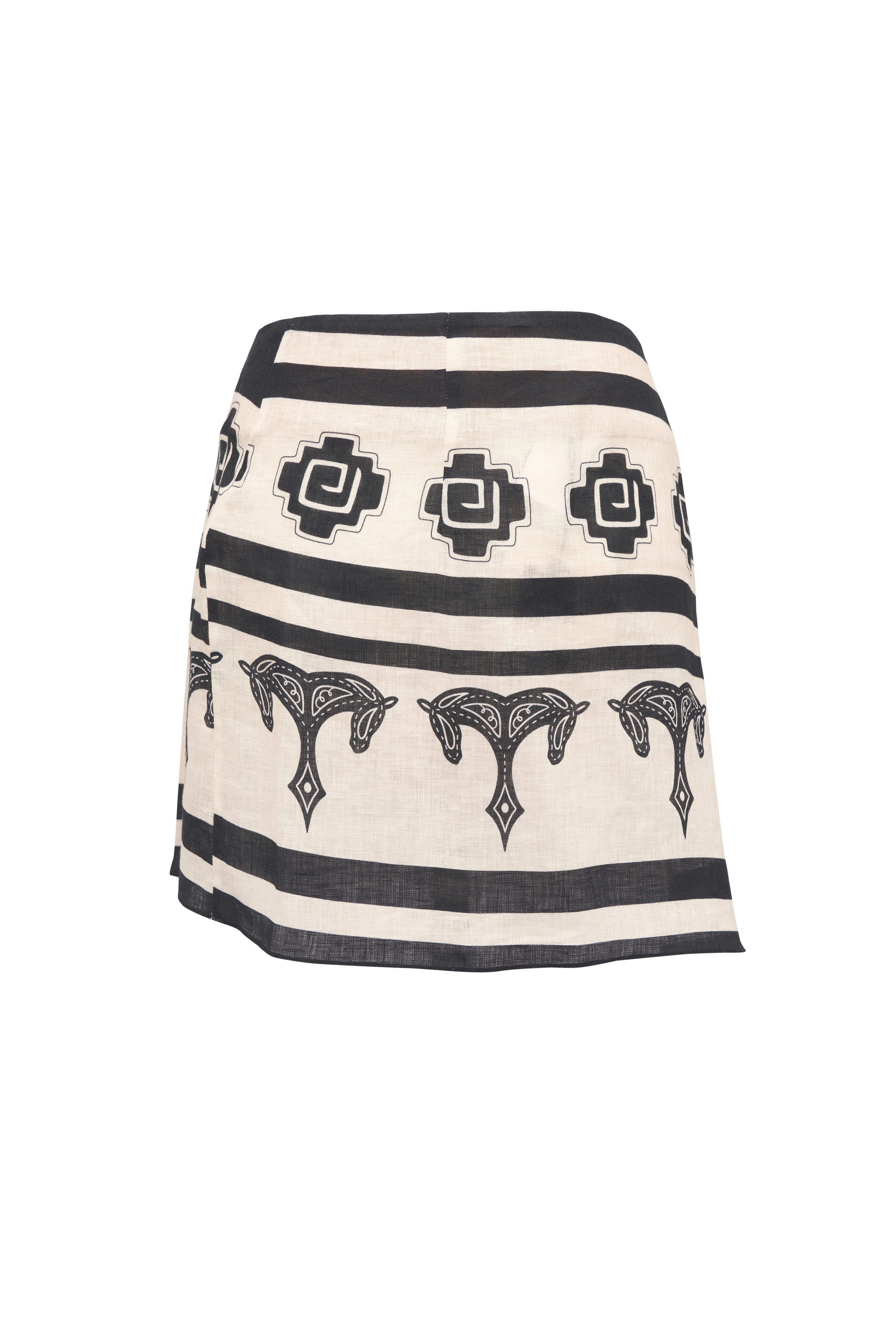 Johanna Ortiz - Roots Ecru & Black Linen Wrap Skirt