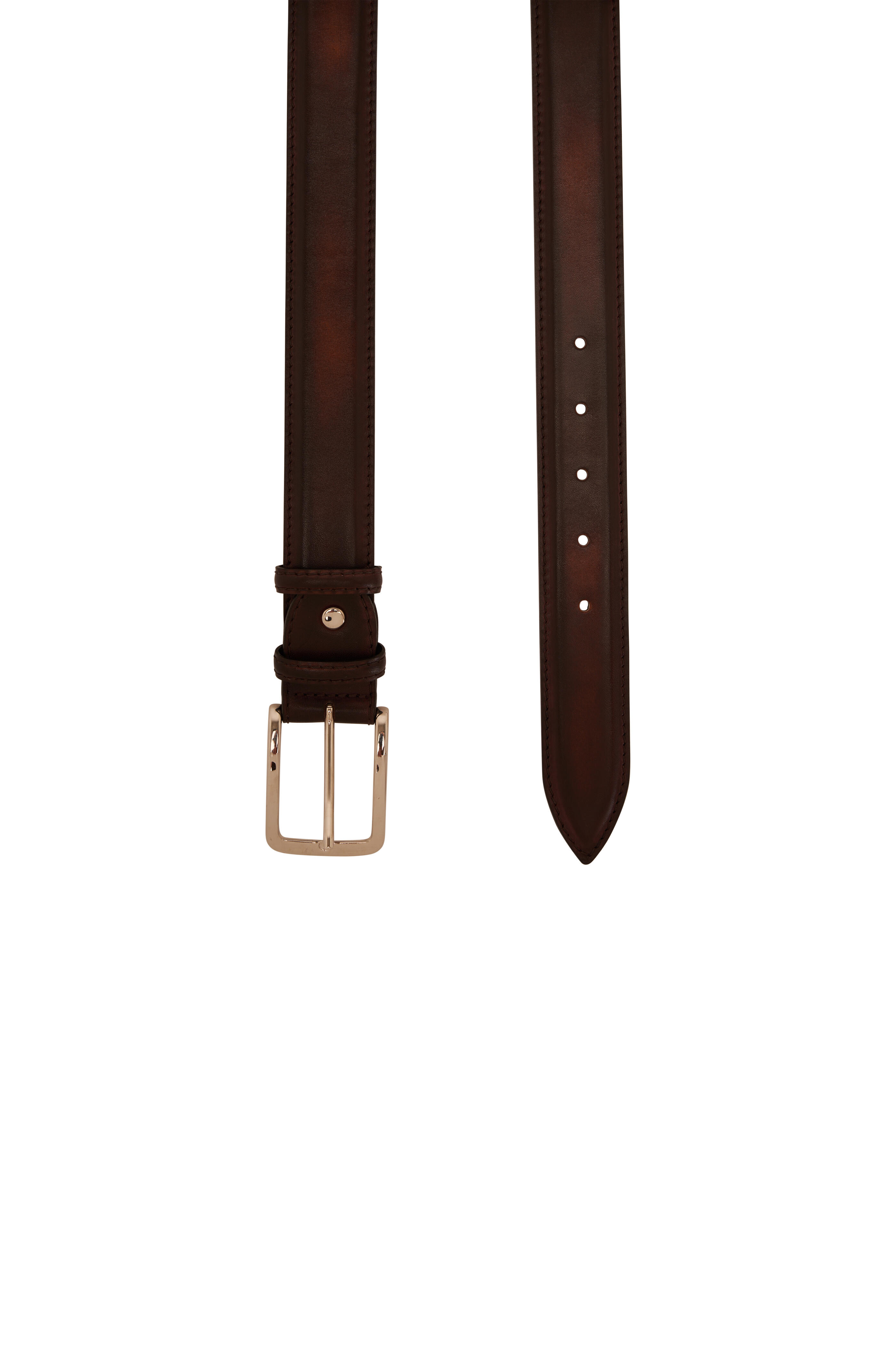 Bontoni - Mattone Dark Brown Leather Belt | Mitchell Stores