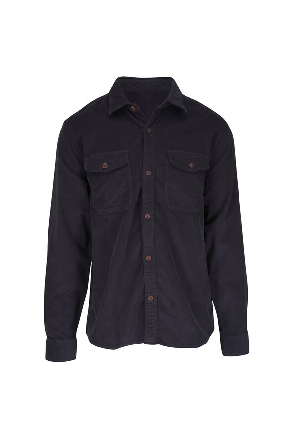 Faherty Brand Charcoal Stretch Terry Corduroy Workshirt