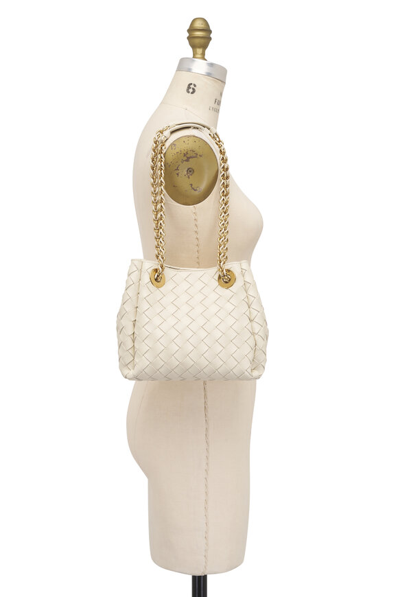 Bottega Veneta Small Parachute Chain Sea Salt Woven Leather Bag - view 6