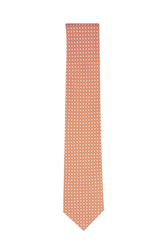 Ferragamo Orange Flower Print Silk Necktie