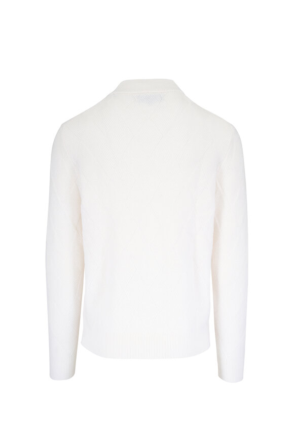 Patrick Assaraf Off White Diamond Twill Quarter Zip - view 2