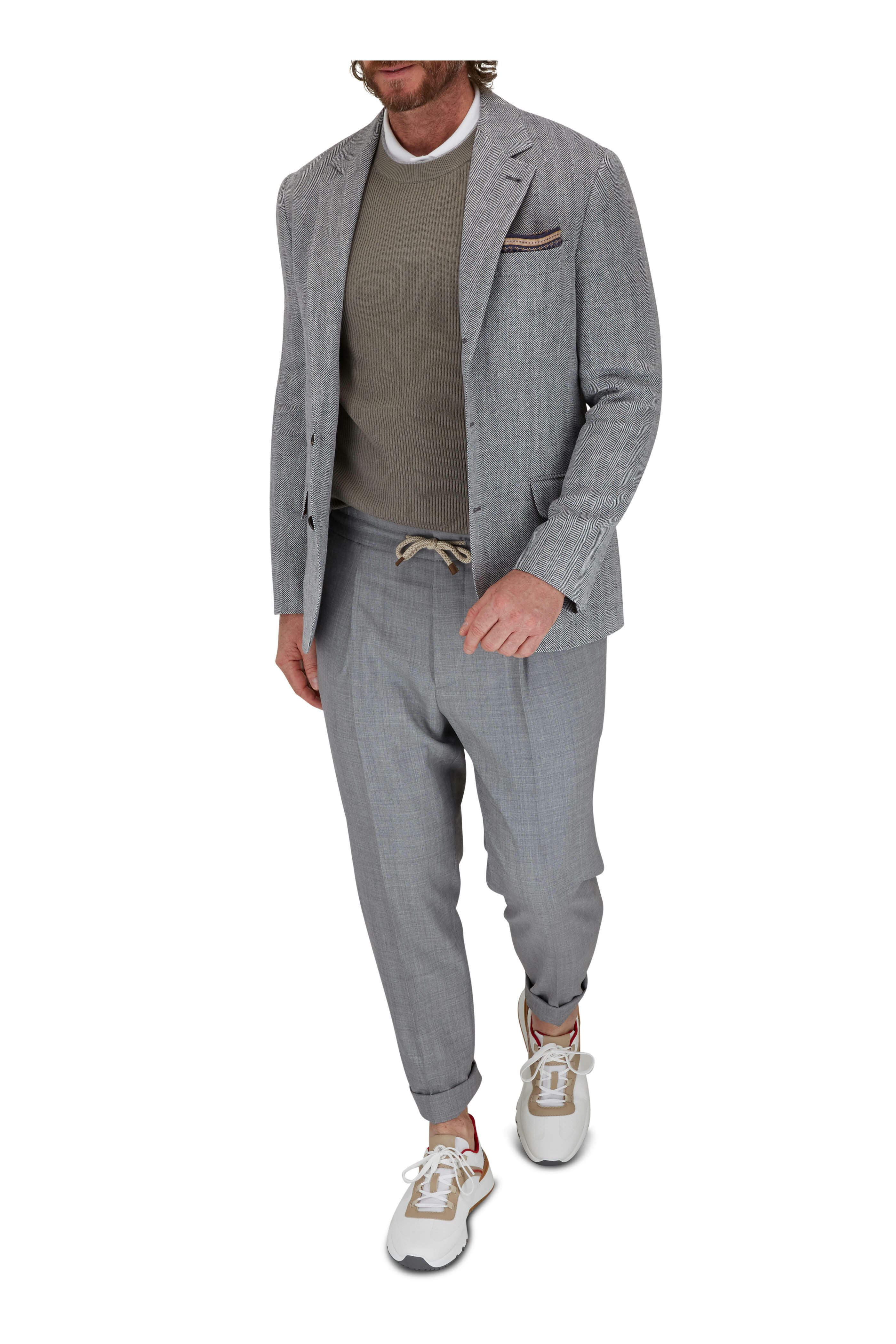 Brunello Cucinelli - Gray Chevron Sportcoat